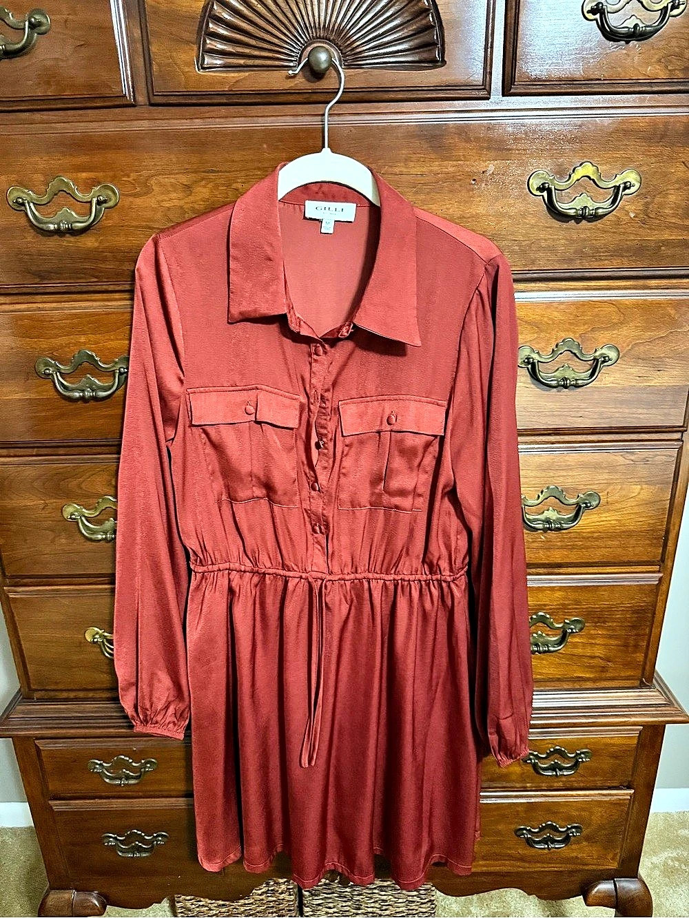 GILLI Mini Utility Dress in burnt Orange Size Medium Like New